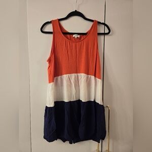 Umgee red/orange white blue dress tunic